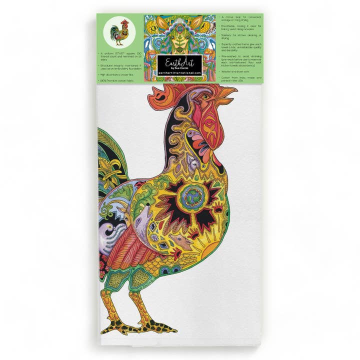 EarthArt International - Vente Torchons - Serviette de sac à farine Coq