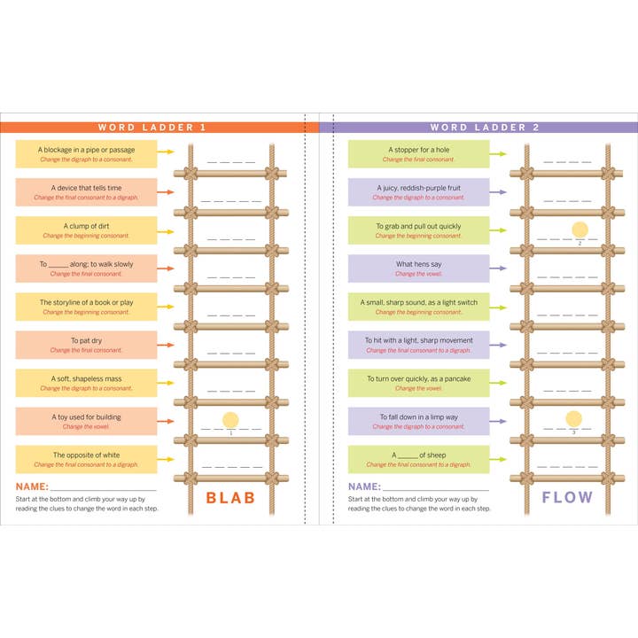 Peter Pauper Press - Wholesale Book - Kids - Step-by-Step Word Ladder Challenge Workbook (Grades 2-3)