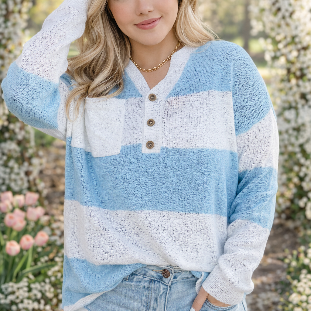 JadyK - Wholesale Button Down Shirt - Women's - Spring 2026: Lilly Breezy Button Up Stripes Blouse3