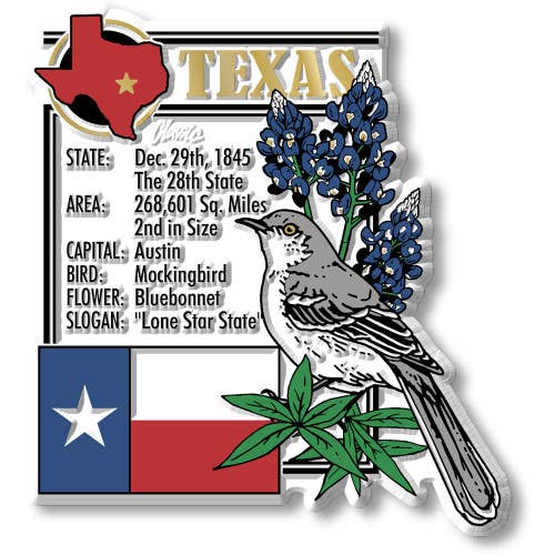 Texas State Montage Magnet, Made in USA for wholesale by 7 Star