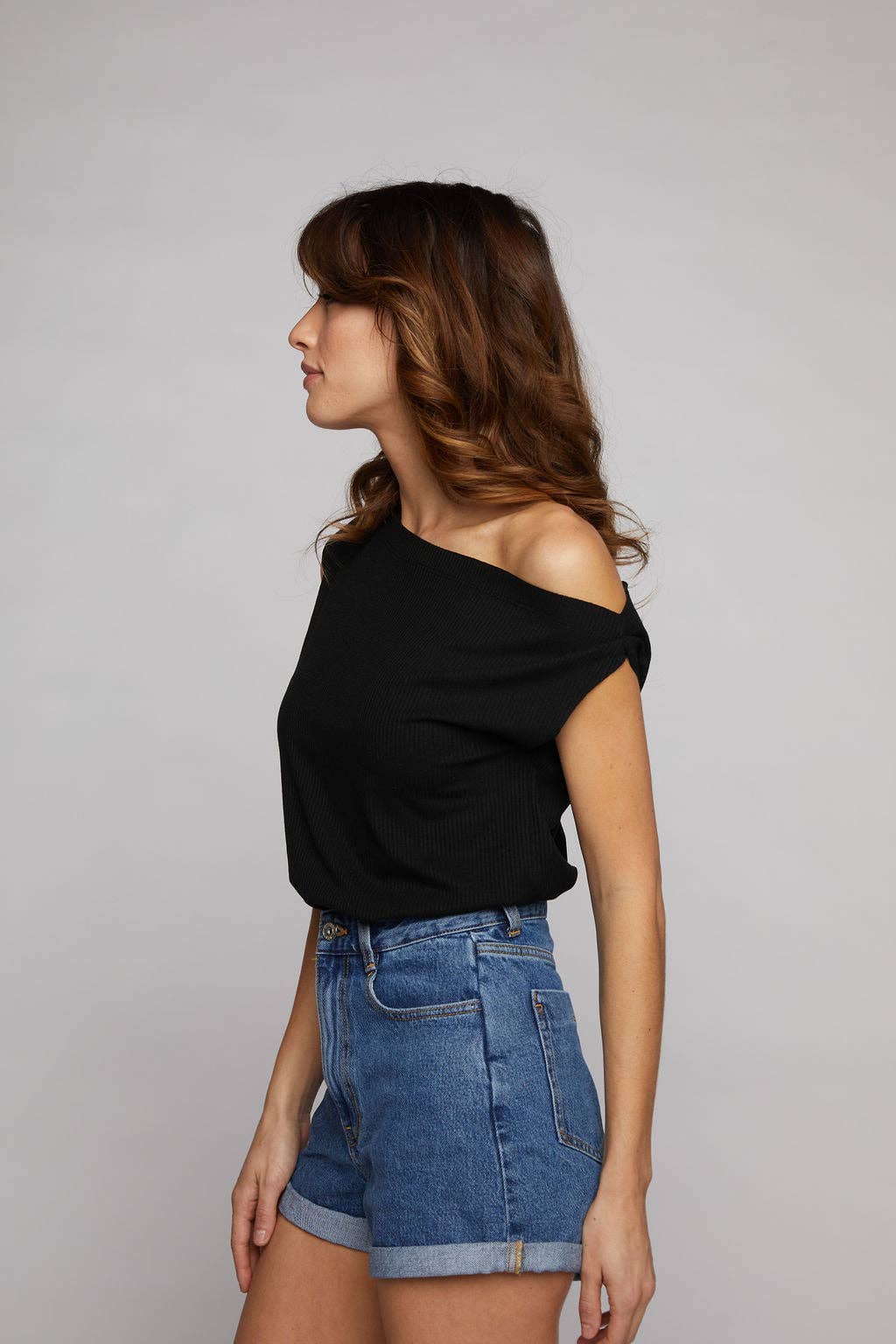 Drop Shoulder Top - Black for wholesale on Faire3