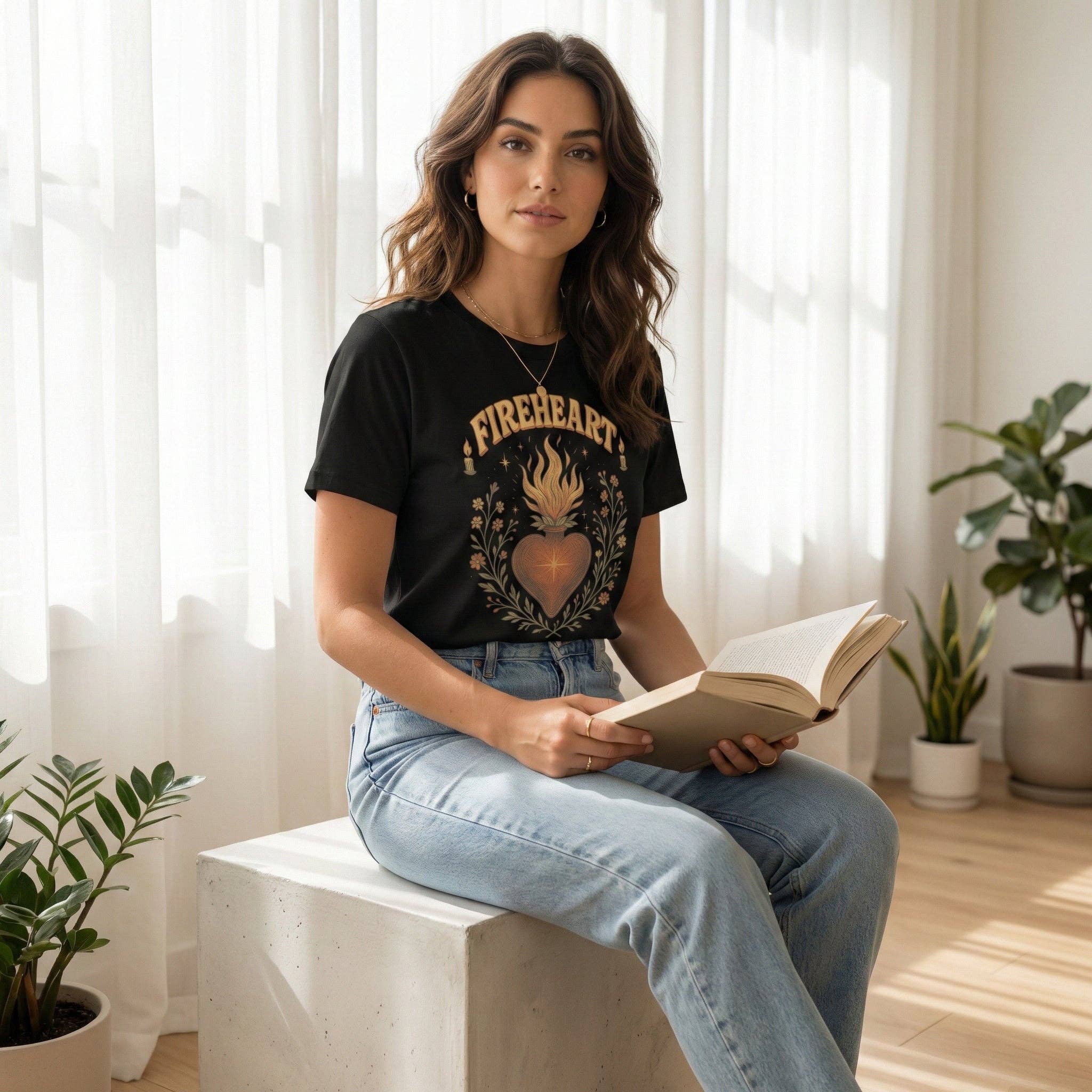 MagicMerchEmporium - Wholesale Screen Printed T-Shirt - Unisex - Fireheart Sacred Heart Tee13