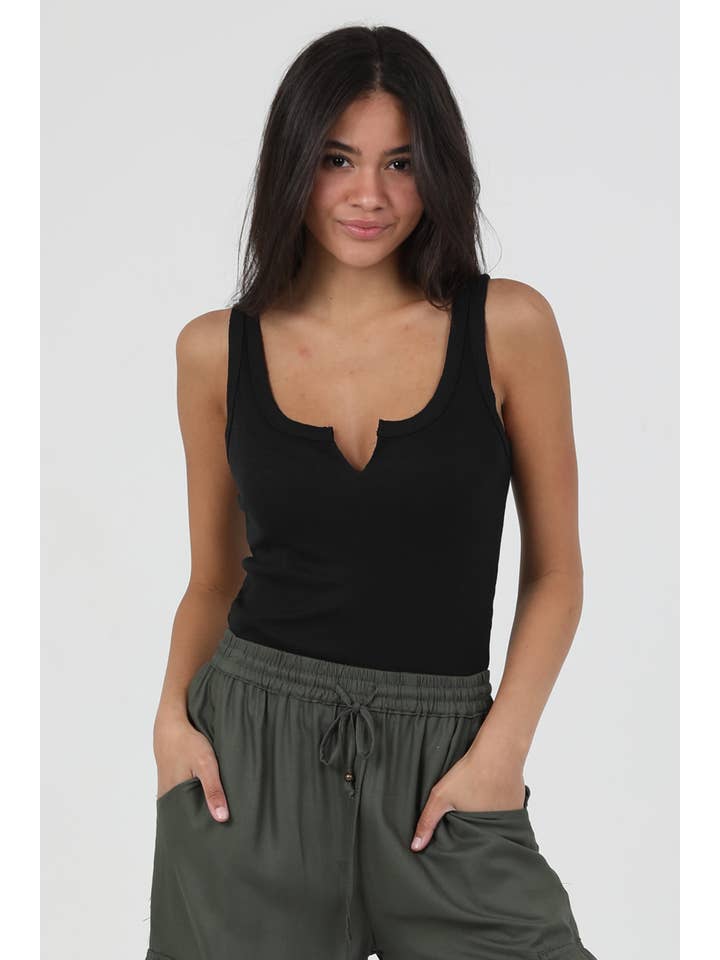 ANGIE - Wholesale Tank Top - Women's - X2DF9-ASIS NOTCH NECK RIB KNIT TANK TOP16