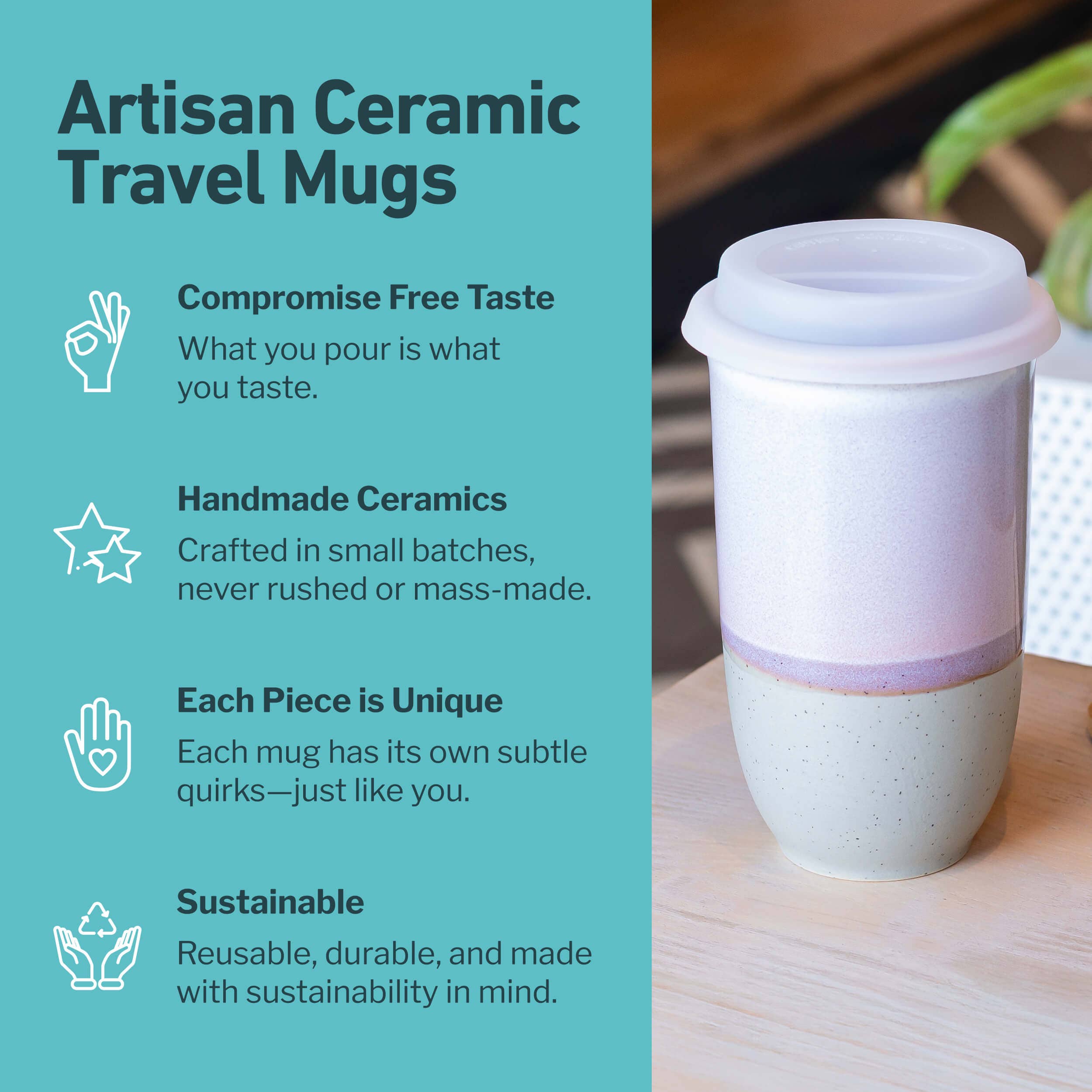 Nova Ceramics Travel Mugs - Wholesale Coffee Mug - Horizon Ceramic Travel Mug – 16oz with Lid & Sleeve4
