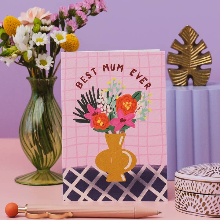 Jessie Maeve Studio – wholesale Mother’s Day card – Chic Vases Best Mum Ever Card