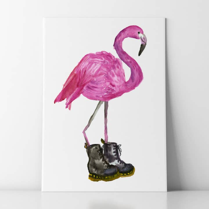 GP0012 - Flamingo em Botas Pretas 2 Impressão Giclée por atacado de Rosie Webb illustrations