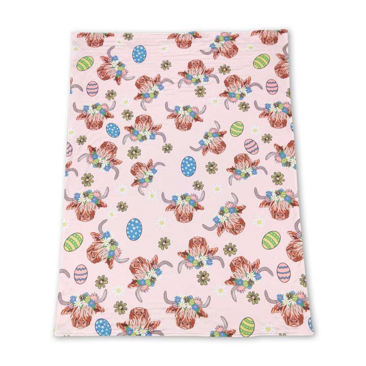 Yawoo Garments - Wholesale Bedding Blanket - Kids & Baby - Highland cow eggs western baby girls easter blankets
