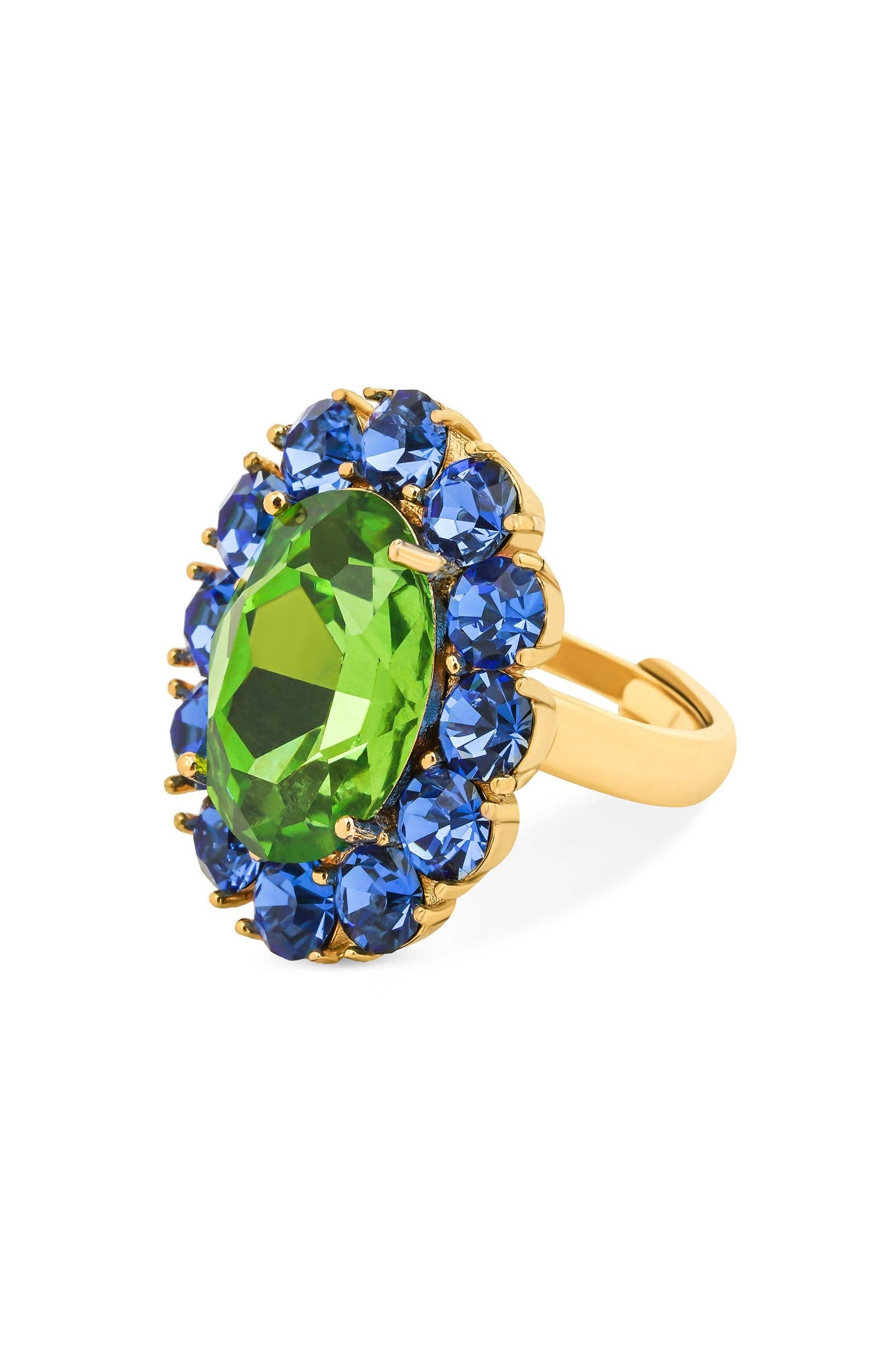 Ninon - Wholesale Cocktail/Statement Ring - Petite Ninon Oval Mavi Yeşil Yüzük2