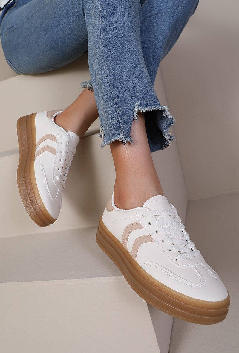 No Doubt Shoes – wholesale Lifestyle trainers – Women′s – WOMEN'S CURVE STRIPE THICK SOLE LACE UP SNEAKERS2