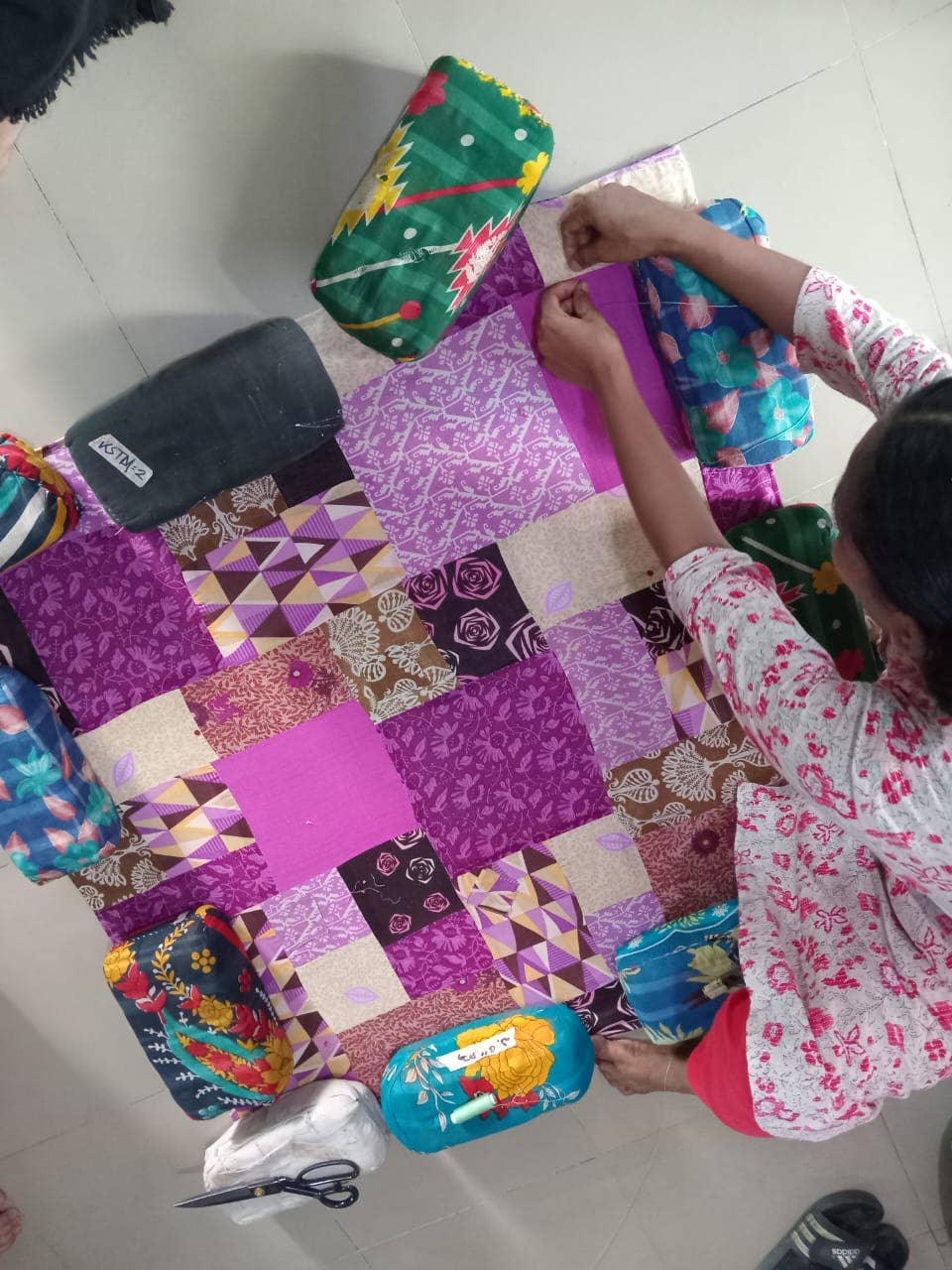 Shakti.ism - Wholesale Quilt - Reversible sari patchwork throw quilt, picnic blanket9