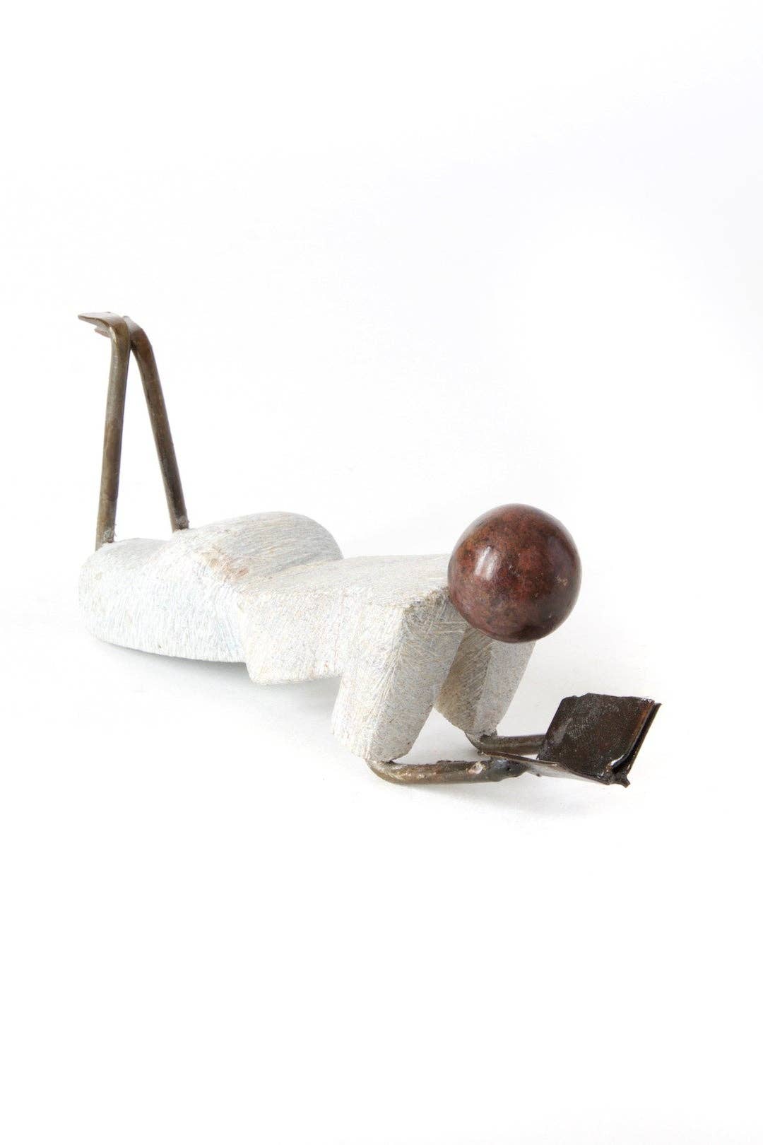 Swahili | AFRICAN MODERN - Wholesale Sculpture - Set of Two Zimbabwean Simple Life Stone and Metal Readers1