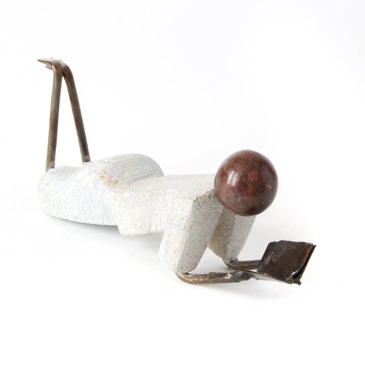 Swahili | AFRICAN MODERN - Wholesale Sculpture - Set of Two Zimbabwean Simple Life Stone and Metal Readers1