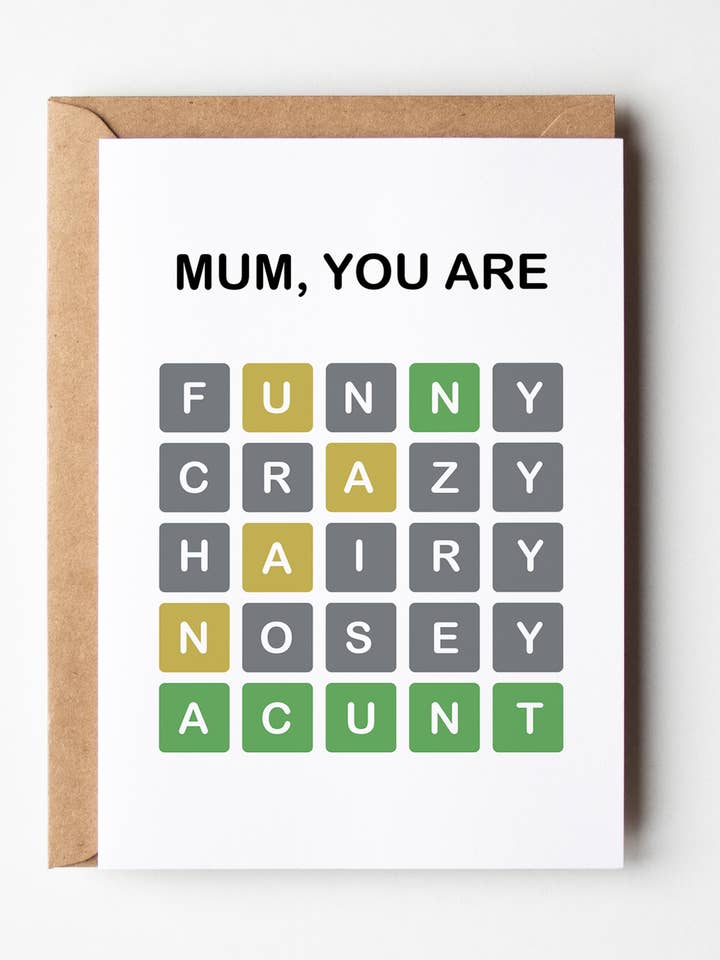 Mothers Day CrossWord Card, Rude & Funny Card for Mum for wholesale by Yeah Noted
