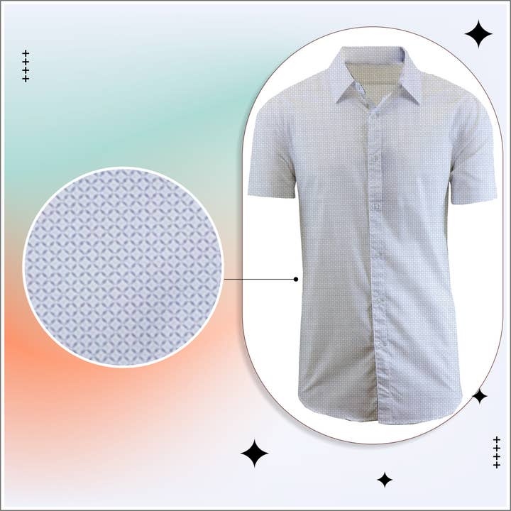 Galaxy By Harvic - Wholesale Button Down Shirt - Men's - Men's Short Sleeve Performance Stretch Printed Dress Shirts10