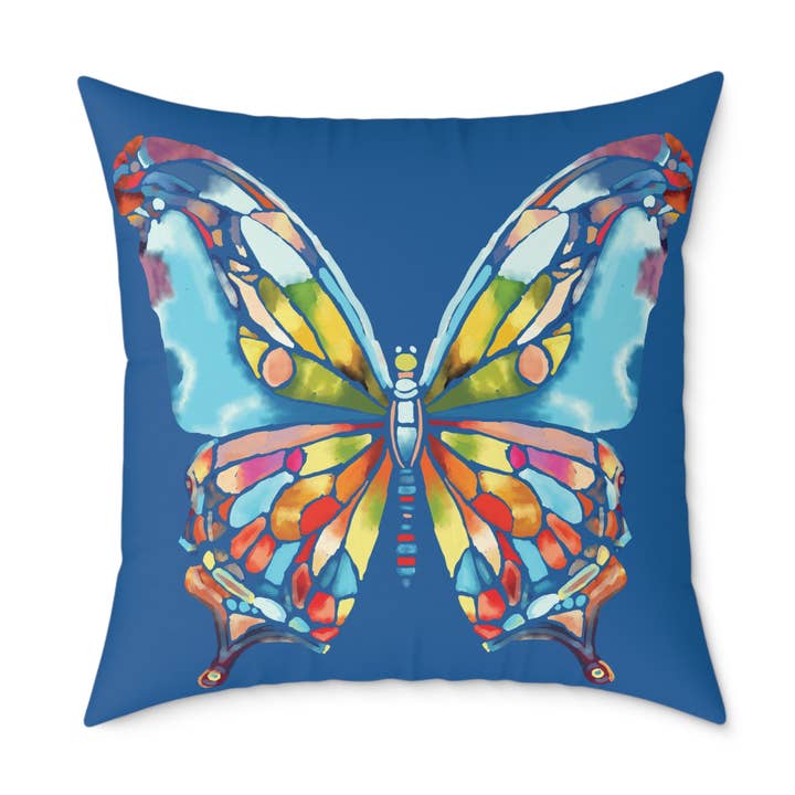 Bunte Buntglas-Schmetterlingskissen — Blaues dekoratives Wurfkissen für den Großhandel von Blue Cava