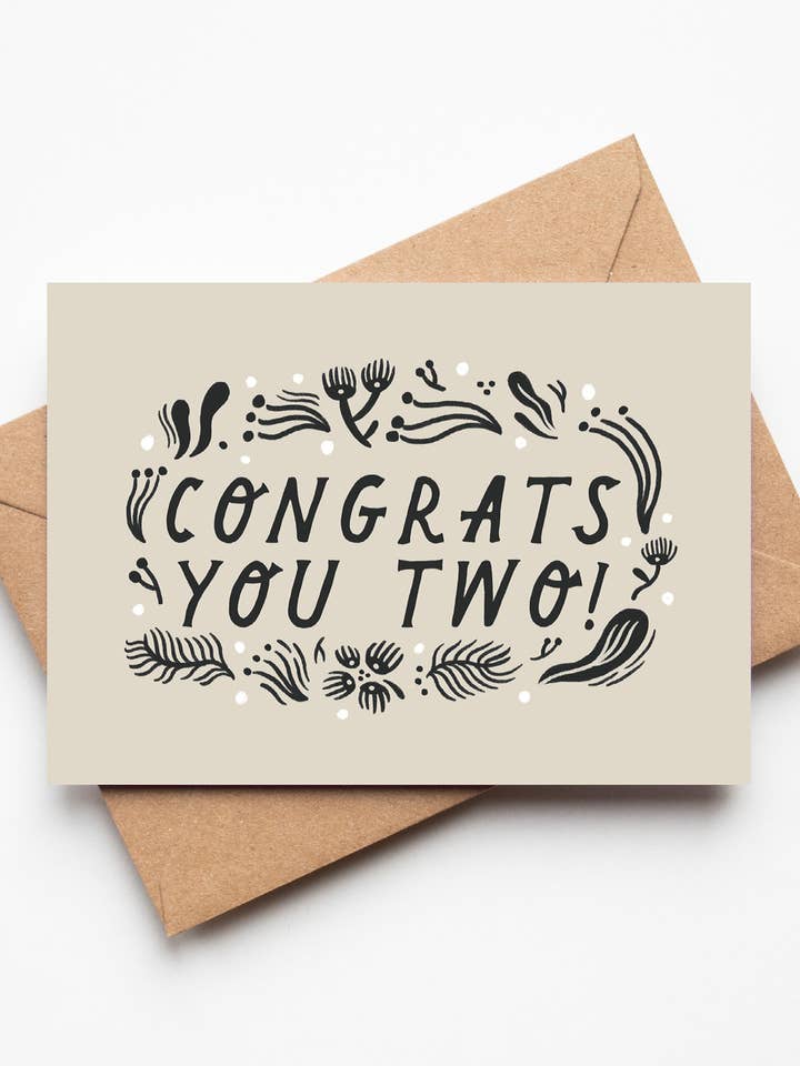 'Congrats You Two!' Wedding Card for wholesale by Lauren Marina