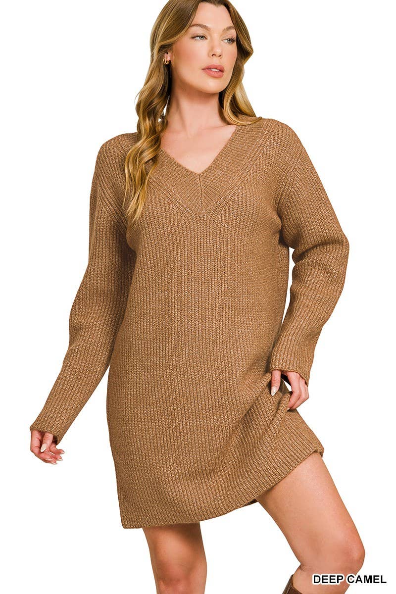 Vanilla Monkey - Wholesale Dress - Women's - V Neck Sweater Dress6