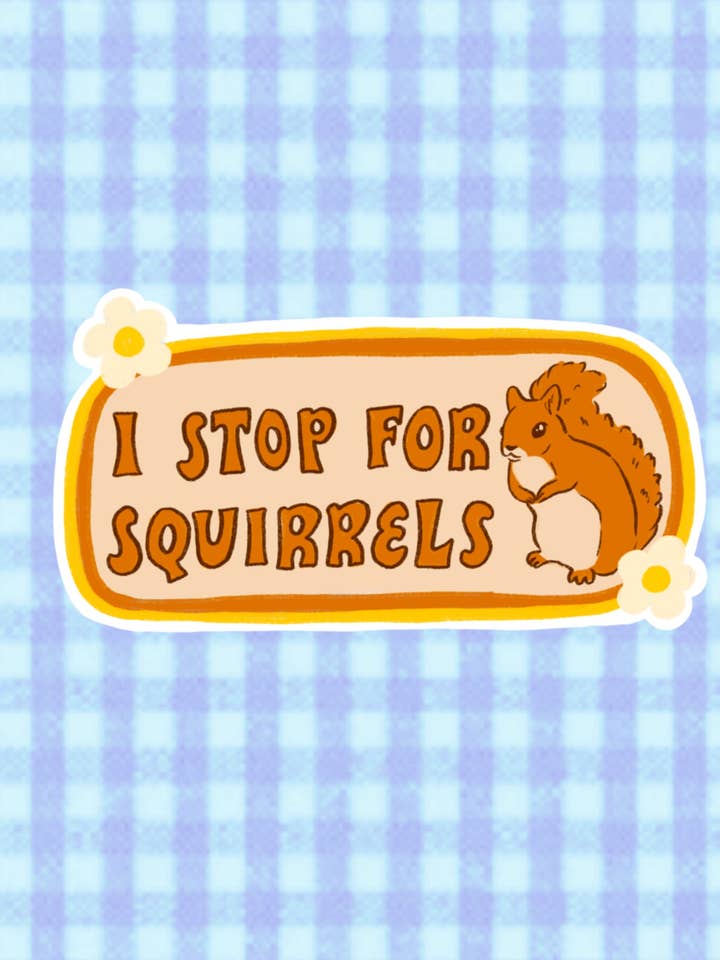 I Stop For Squirrels Bumper Sticker for wholesale by Art By Elowyn