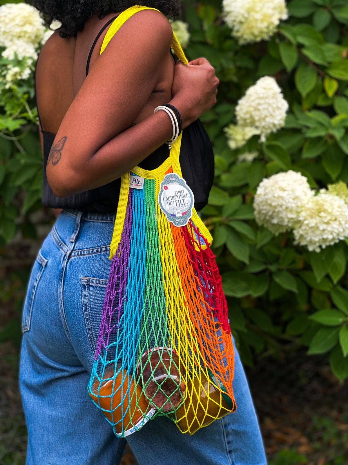 Filt1860 - Wholesale Grocery/Shopping Bag - Shopping net bag Rainbow long handles 2