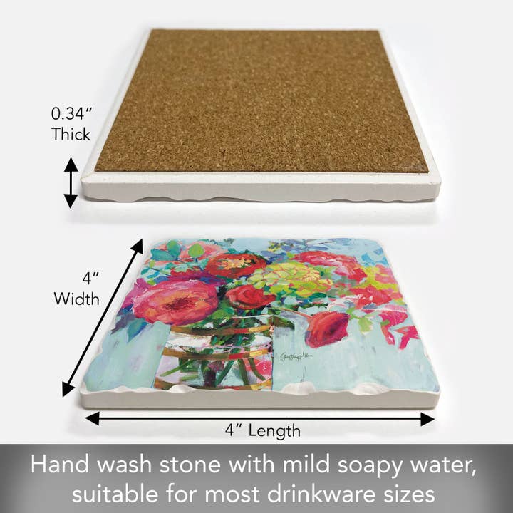 Conimar Promotions - Wholesale Coasters - "Fresh Bouquet" Single Tumbled Tile Stone Coaster 2