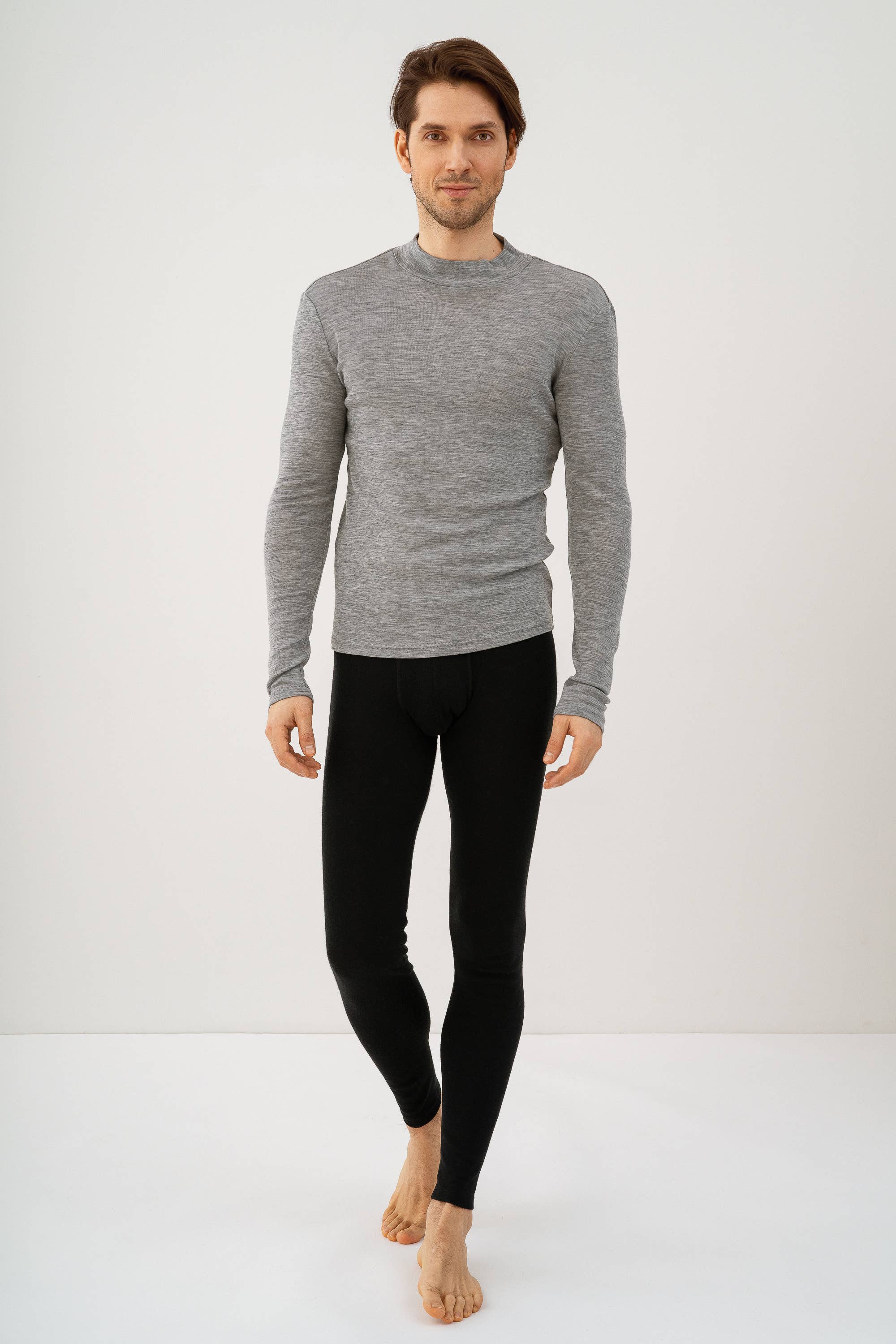 linenease - Vente T-shirt – homme - Chemise à manches longues col roulé en laine mérinos pour homme4