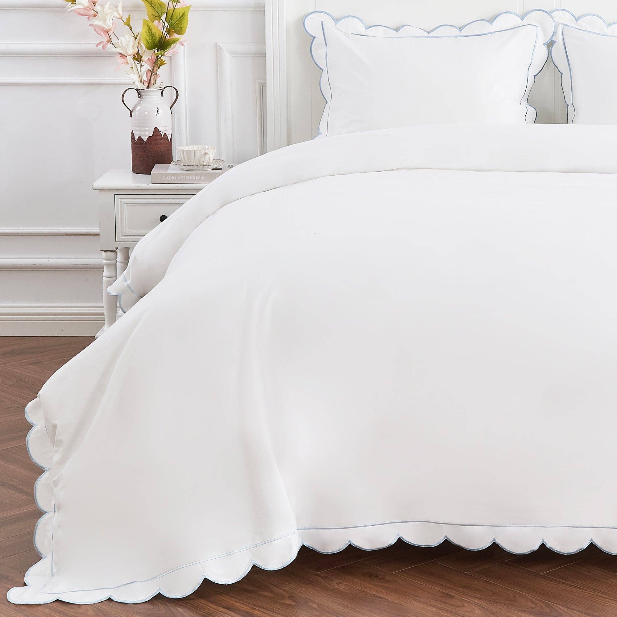 Mélange Home - Vente Housses de couette - Ensemble de housse de couette en percale de coton brodé à bord festonné7