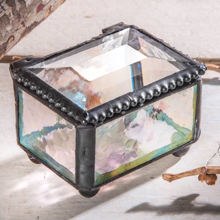 J Devlin Glass Art & Bert Anderson Collection - Wholesale Jewelry Box/Organizer - Small Stained Glass Ring Box J Devlin Box 325 Series
