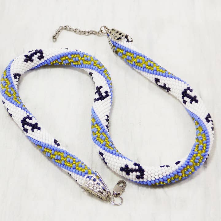 Blå Ankare Halsband Pärlstav 18 Inches Glad Mors Dag Present Kvinnor Resor Segling Wave Tema Sommarlov Boho Sjöjungfru vid havet smycken för wholesale av Ninolia