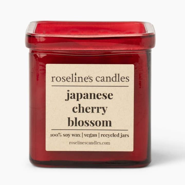 Japanese Cherry Blossom - 8 oz Soy Candle - Recycled Glass J for wholesale by Roseline's Candles