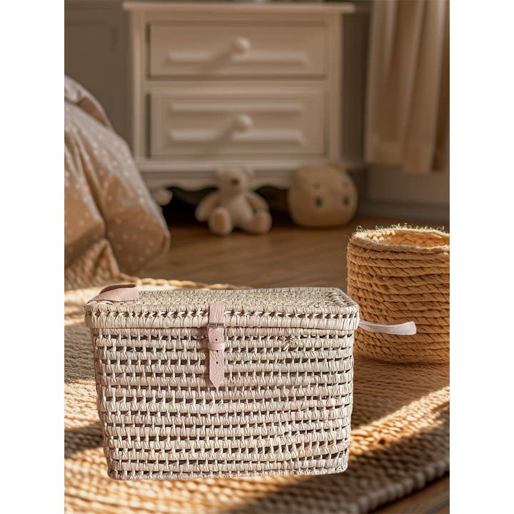 Mikwi - Wholesale Storage Bin - WICKER STORAGE TRUNK-CHEST & STORAGE BASKET Leather straps 2