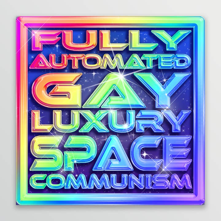 Wholesale Fully Automated Gay Luxury Space Communism Sticker in Purple for wholesale by Feral Children