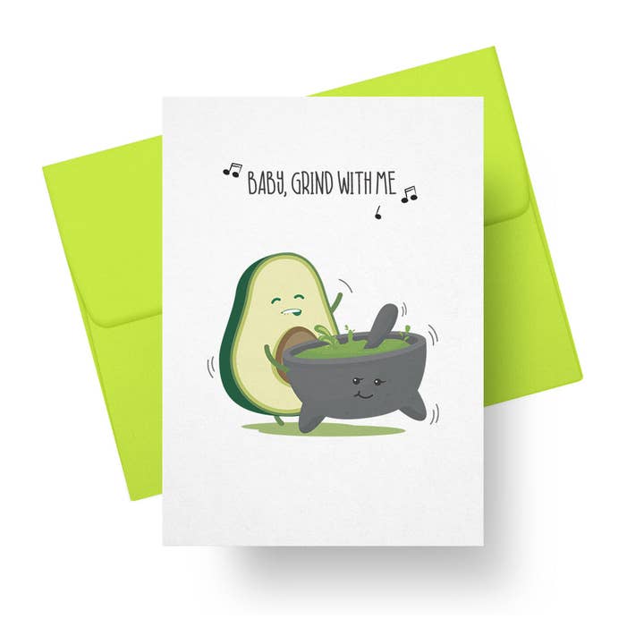 Baby, Dans Met Me - Grappige Avocado & Molcajete Liefdeskaart voor wholesale door Paper Tacos®