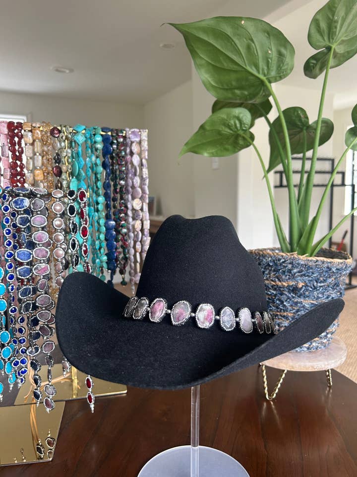 Fascia per cappello in rodio pavé per la vendita all'ingrosso da parte di Lucky Gem Club