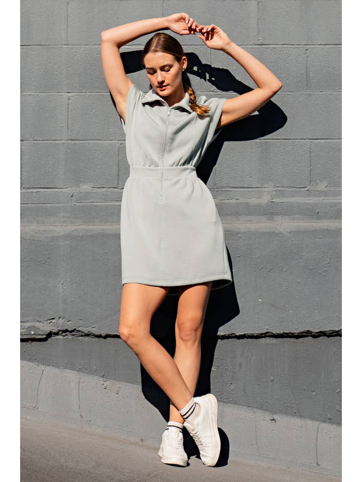 Rae Mode - Wholesale Dress - Women's - MODAL SCUBA LUXE HALF ZIP MINI DRESS