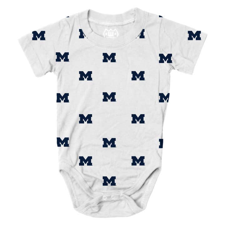 Michigan Wolverines Infant Allover Printed Bodysuit for wholesale by Wes and Willy