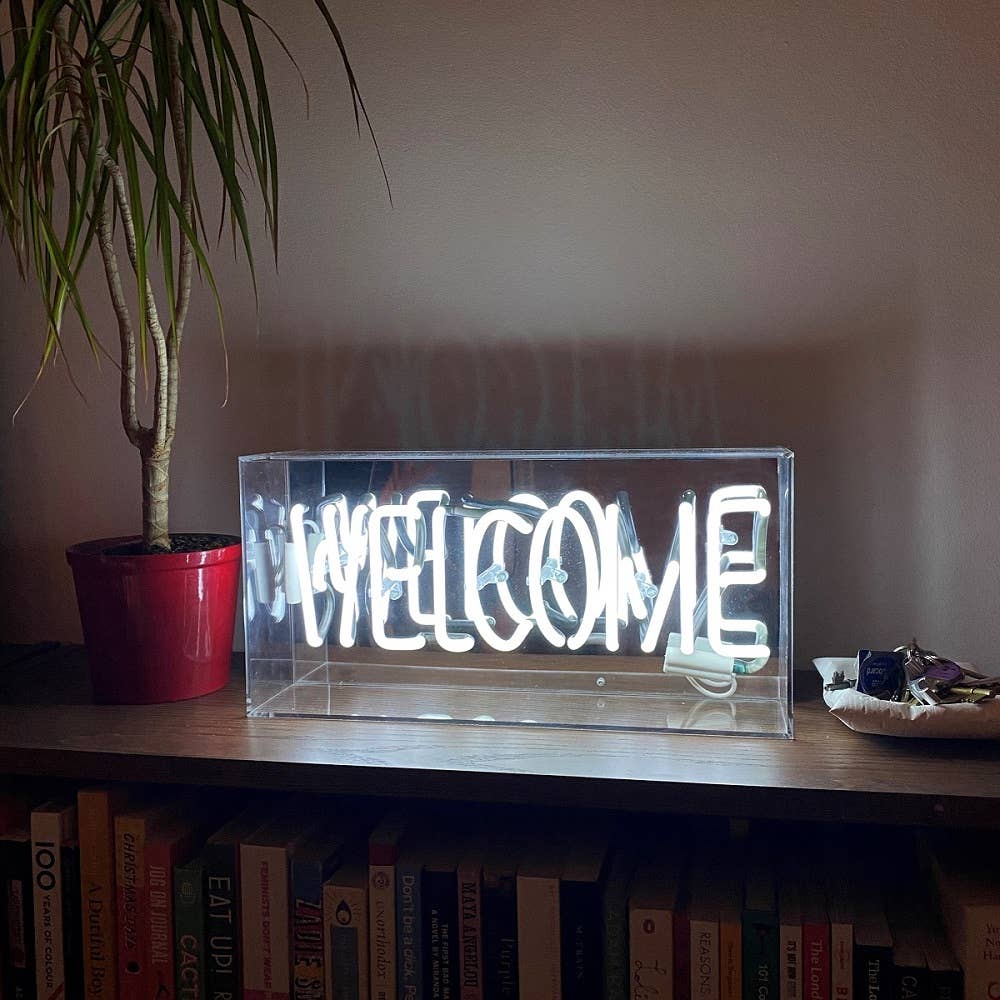 Locomocean - Wholesale Neon Sign - White 'Welcome' Acrylic Box Neon Light1