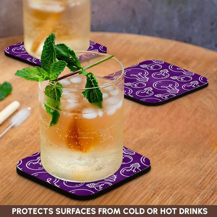 3dRose - Wholesale Coasters - 3dRose, Modern Purple and White Light Bulb Pattern, Coaster9