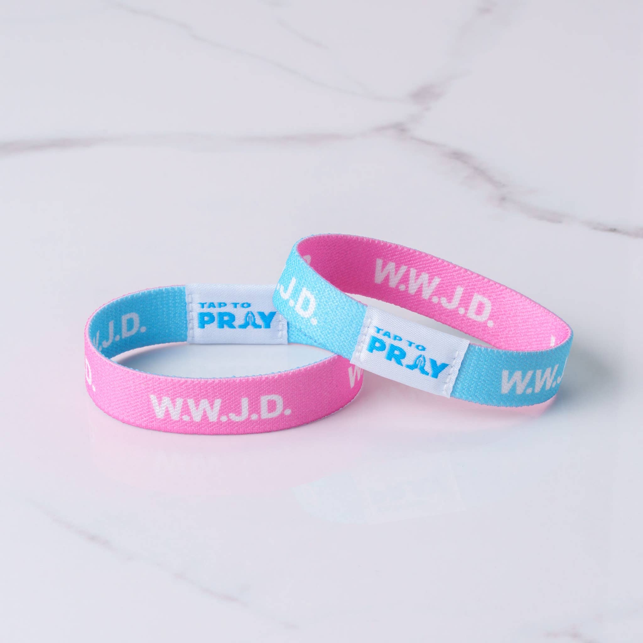 Versible - Wholesale Wristband - Tap To Pray™ Wristbands - Blue & Pink WWJD4