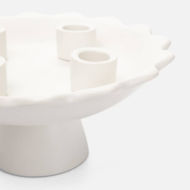 Be A Heart - Wholesale Candle Holder - White Scalloped Advent Wreath