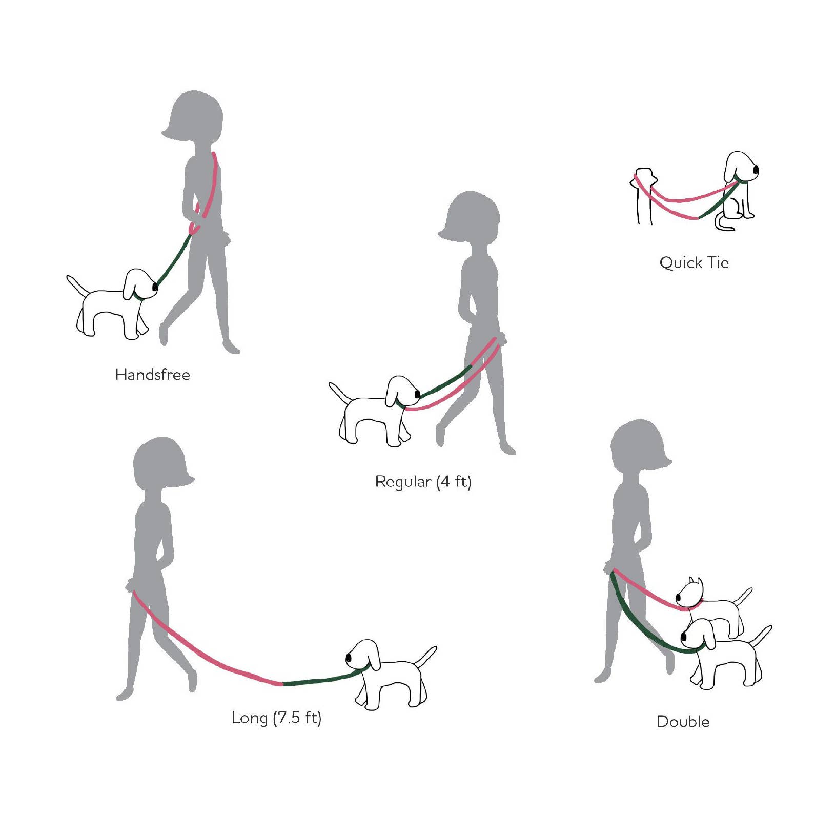 REMOVED BRAND - Wholesale Pet Leash - Dog - Gray-Rose Convertible Leash2