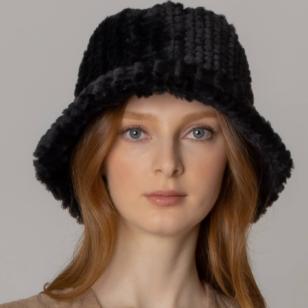 Fashion City – wholesale Bucket Hat - Dam – Vinter enfärgad fuzzy päls hink hatt7
