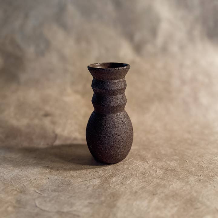 Olivia Snow Ceramics - Wholesale Vase - Vase No. 3-Handmade Angled Ceramic Vase in Dark Brown