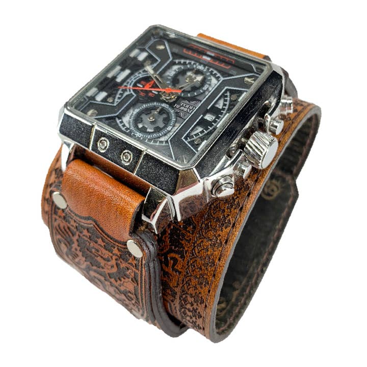 AMERICAN MONARCHY I-MENS RELÓGIO EM PELE DE GRÃO COMPLETO por atacado de TODD BLOOM