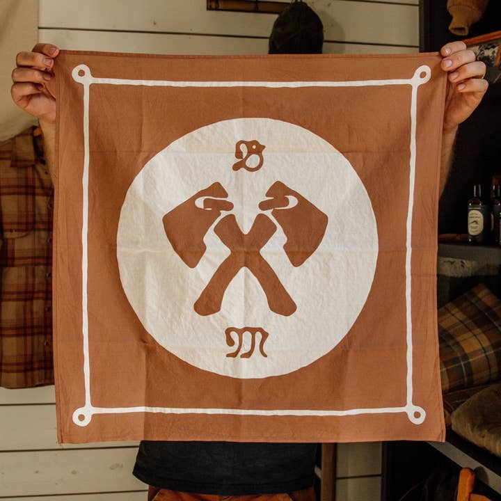 Axe Bandana - Japanese Selvedge - Tobacco for wholesale by Bradley Mountain