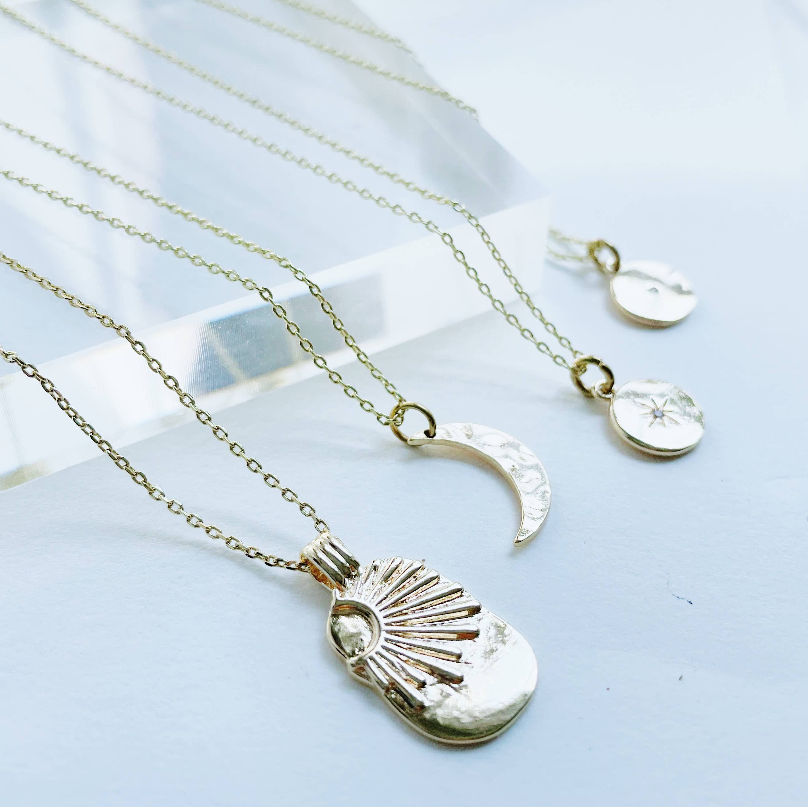 GeoMetricGem - Wholesale Pendant/Charm Necklace - Sun Moon Star Necklaces ~ Gold Plated5