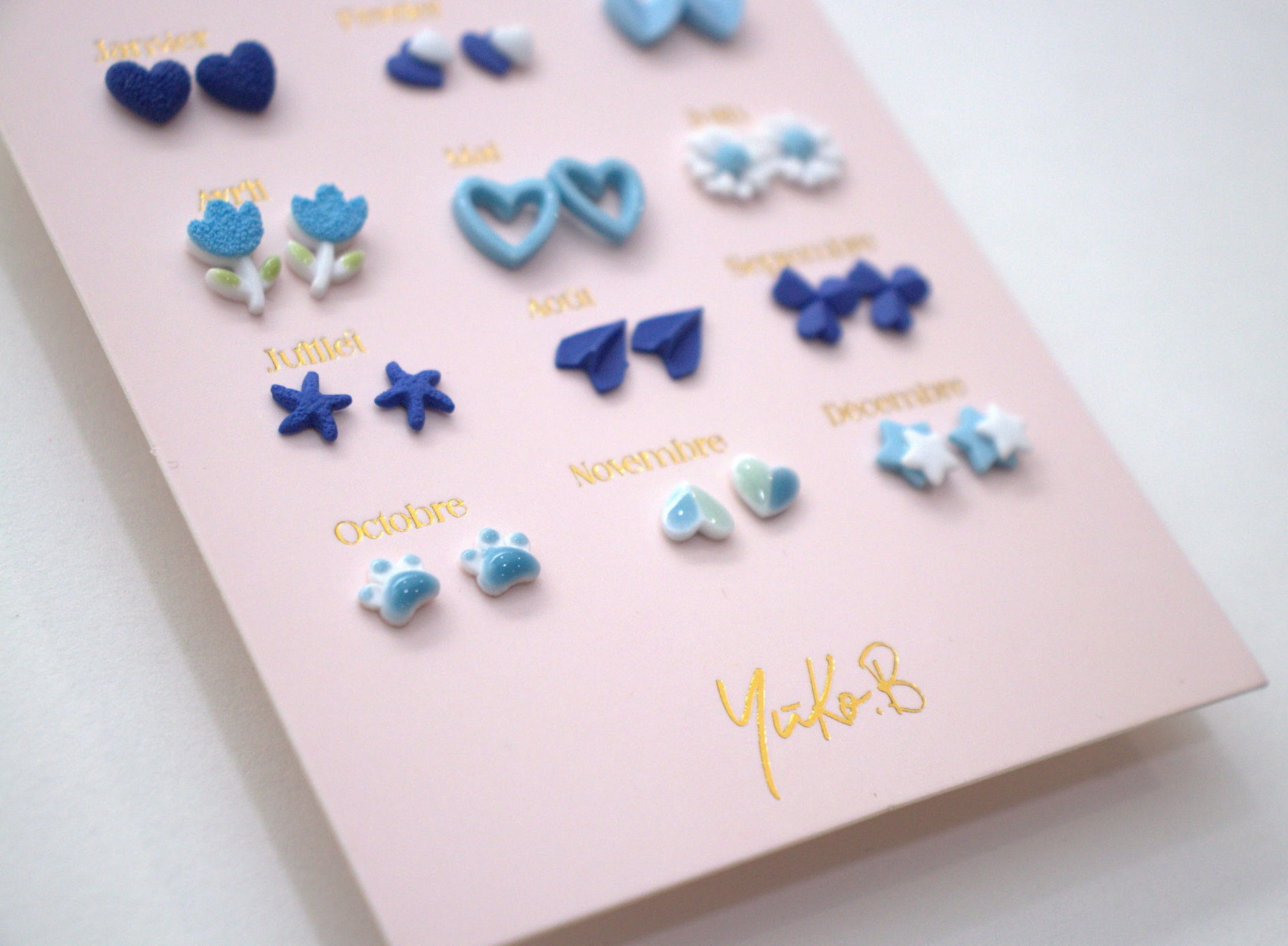 Yuko B – Großhandel Ohrringe – Kinder – Edelstahl-Ohrringe Ein Jahr Blaue Poesie VF3