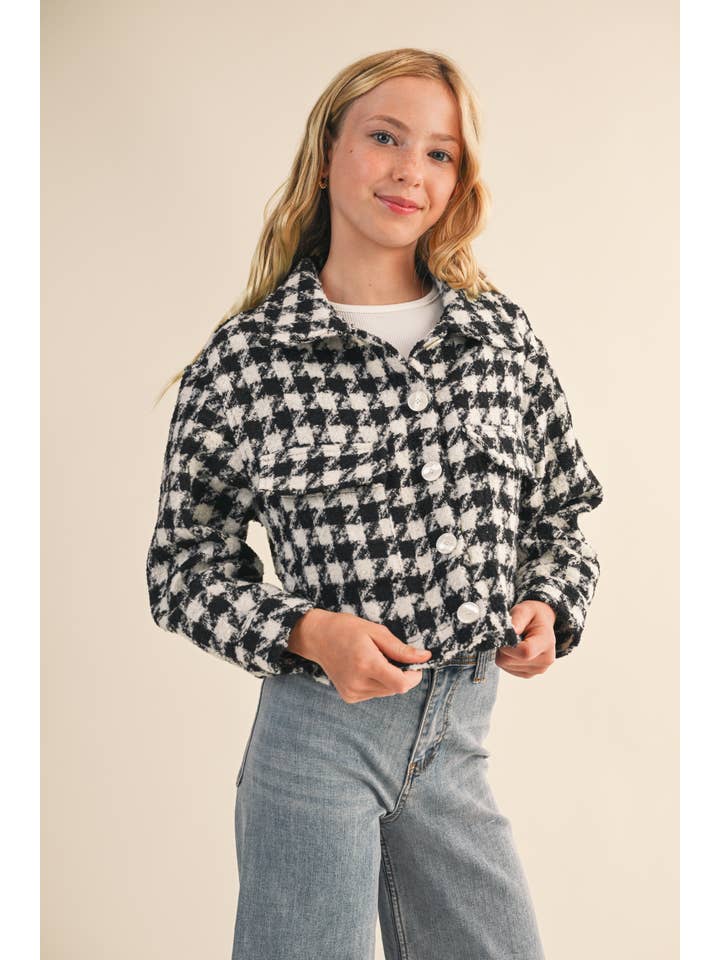 heart and arrow - Wholesale Jacket - Kids - TWEEN KIDS GIRLS Tweed Houndstooth Pattern Jacket (7-14)10