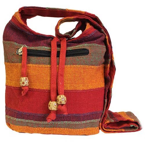 Ancient Wisdom - Wholesale Crossbody Bag - Women's - Nepal Sling Bag - Sunset Reds