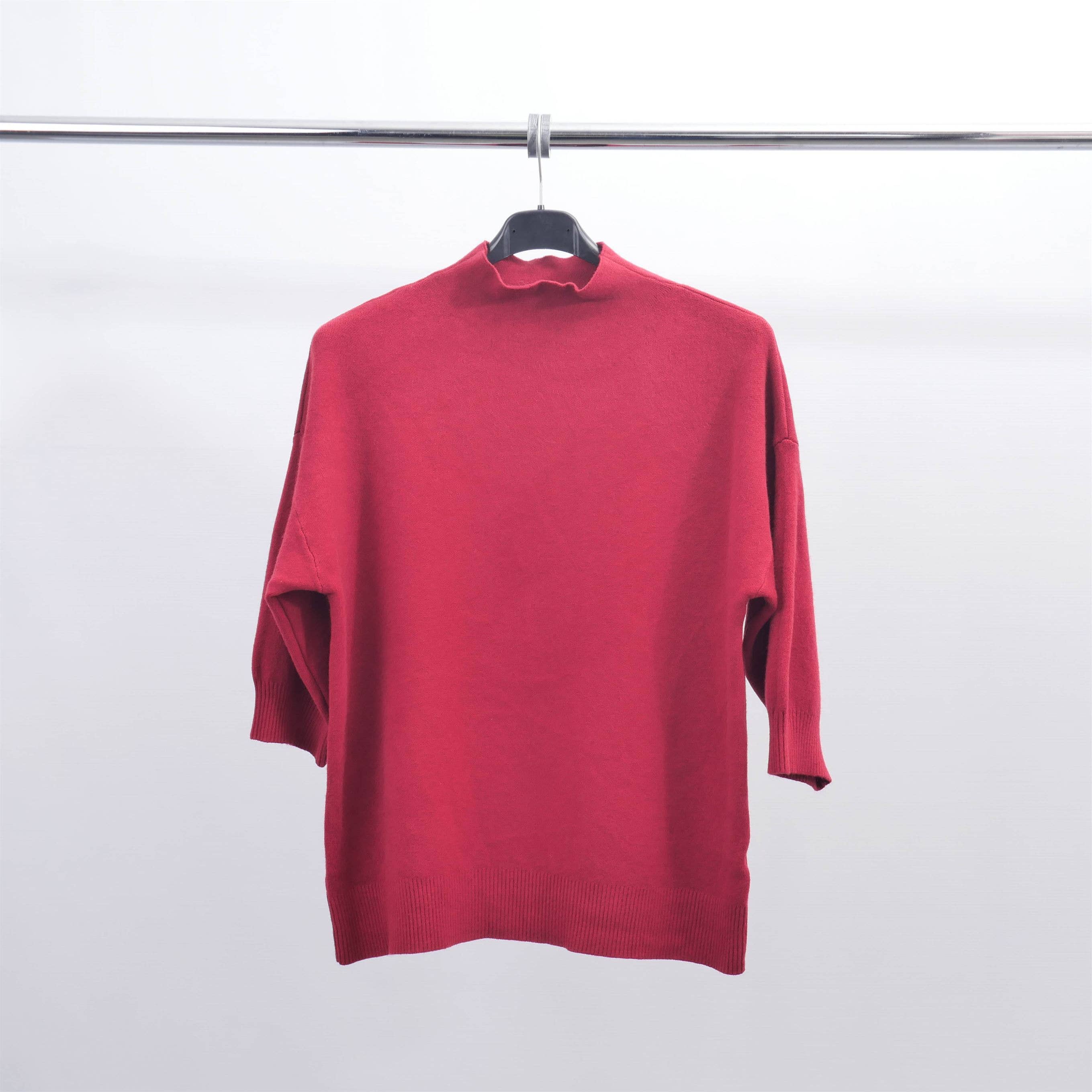 Cecile Wang - Wholesale Knit Sweater - Women's - 3/4 sleeve high neck sweater ZMP12720