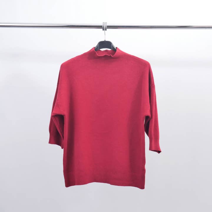 Cecile Wang - Wholesale Knit Sweater - Women's - 3/4 sleeve high neck sweater ZMP1272